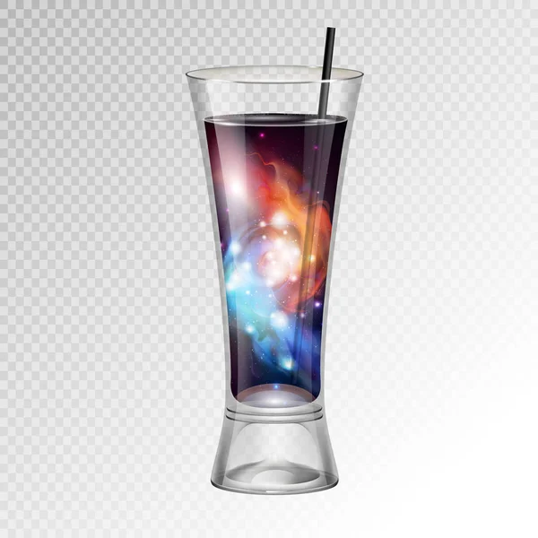Vectorillustratie Van Realistische Cocktailglas Met Ruimte Achtergrond Binnen — Stockvector