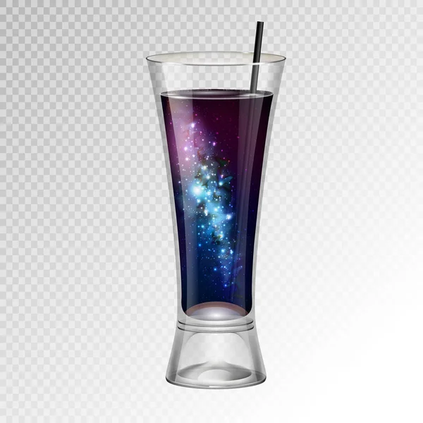 Vector Illustration Realistic Cocktail Glass Space Background — Stock Vector
