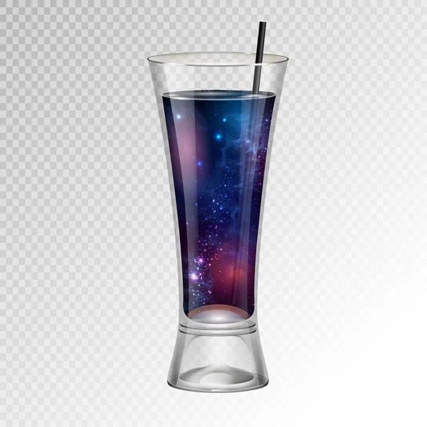 Vektor Illustration Eines Realistischen Cocktailglases Mit Raumhintergrund Inneren — Stockvektor