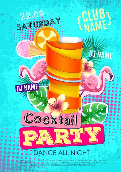 Kokteyl parti disko afiş tasarımı. Zine cutlure tarzı