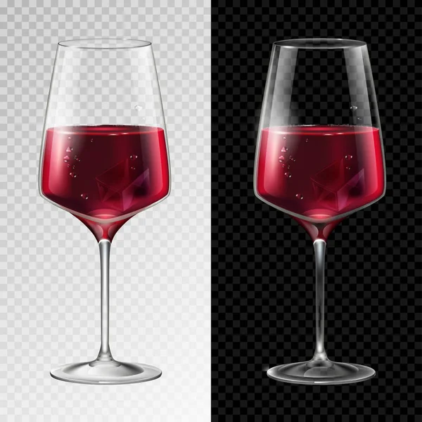 Realistic vector illustration of champagne or wine glass isolated on transperent background — Stock Vector