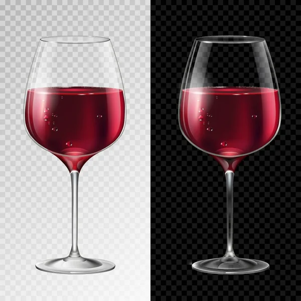 Ilustração vetorial realista de champanhe ou copo de vinho isolado sobre fundo transperente — Vetor de Stock