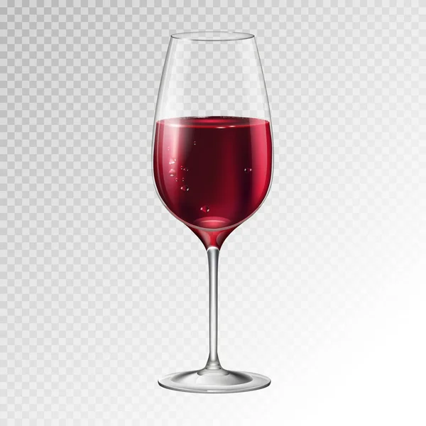 Ilustración vectorial realista de champán o copa de vino aislada sobre fondo transperente — Vector de stock