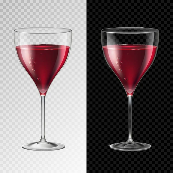 Ilustração vetorial realista de champanhe ou copo de vinho isolado sobre fundo transperente — Vetor de Stock