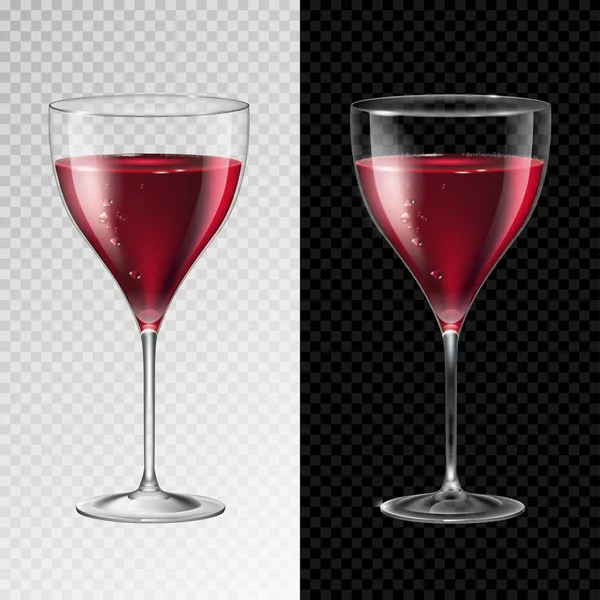 Realistic vector illustration of champagne or wine glass isolated on transperent background — Stock Vector