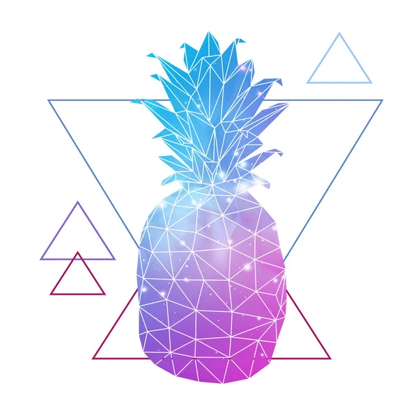 Extracto tirangulo poligonal fruta piña con fondo de espacio abierto en el interior. Hipster ilustración . — Vector de stock