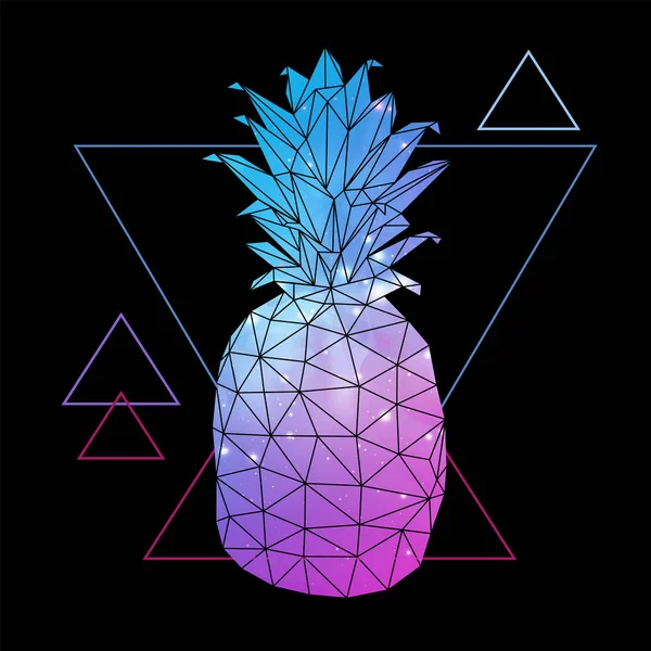 Ananas fruitier polygonal tirangle abstrait avec fond ouvert à l'intérieur. Illustration Hipster . — Image vectorielle