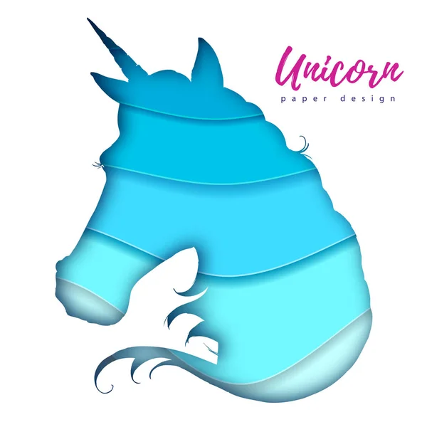 Fantasy animal horse unicorn silhouette. Cut out paper art style design.