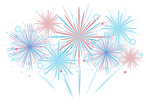 Fuochi d'artificio delle feste vettoriali. Giorno di indipendenza dell'America — Vettoriale Stock