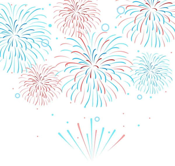 Fuegos artificiales de vacaciones vectoriales. Día de la Independencia de América — Vector de stock