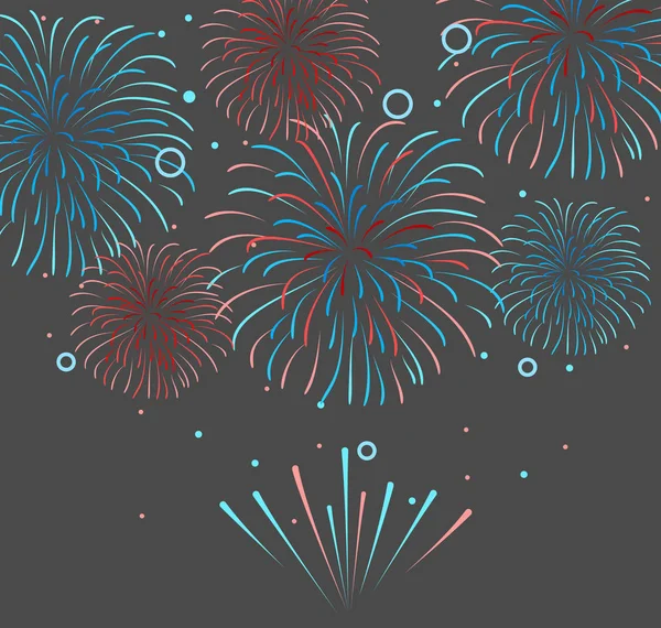 Fuegos artificiales de vacaciones vectoriales. Día de la Independencia de América — Archivo Imágenes Vectoriales