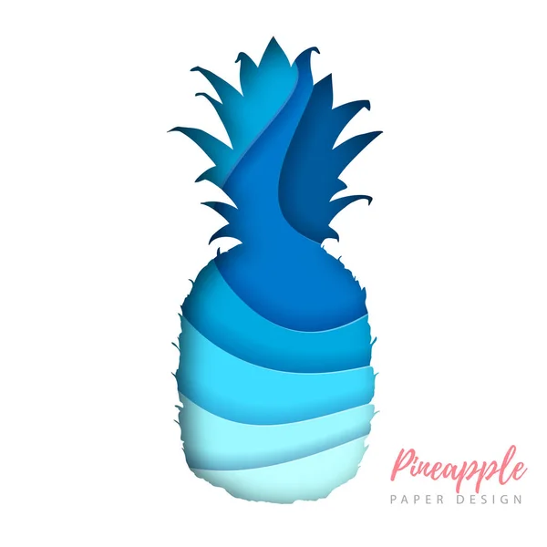 Fruit pineapple silhouette. Cut out paper art style design. — Stock Vector