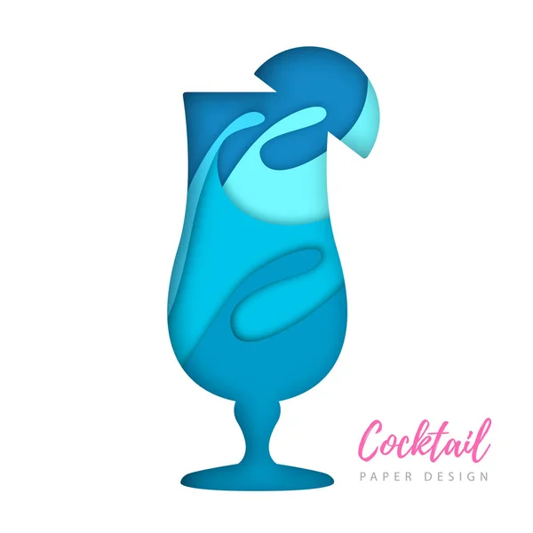 Cocktail Tequila Sonnenaufgang Silhouette. ausgeschnittene Papier Art Stil Design — Stockvektor
