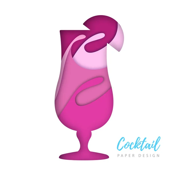 Cocktail tequila silhouette lever du soleil. Découpez la conception de style art papier — Image vectorielle