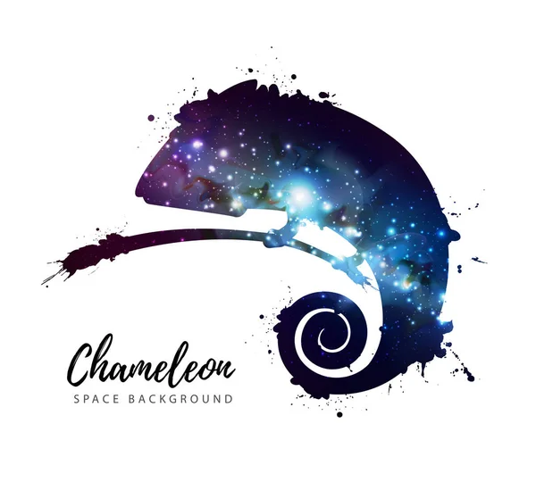 Silhouette artistique de caméléon animal sur fond d'espace ouvert — Image vectorielle