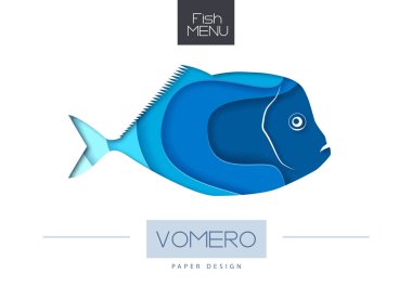 Balık vomero siluet vektör illüstrasyon. Kağıt sanatı tarzı tasarımı nı kesin.