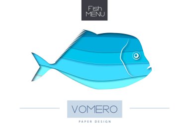 Balık vomero siluet vektör illüstrasyon. Kağıt sanatı tarzı tasarımı nı kesin.