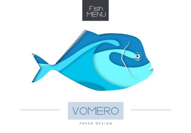Balık vomero siluet vektör illüstrasyon. Kağıt sanatı tarzı tasarımı nı kesin.