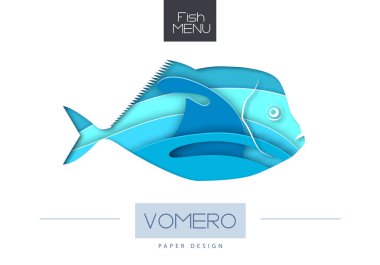 Balık vomero siluet vektör illüstrasyon. Kağıt sanatı tarzı tasarımı nı kesin.