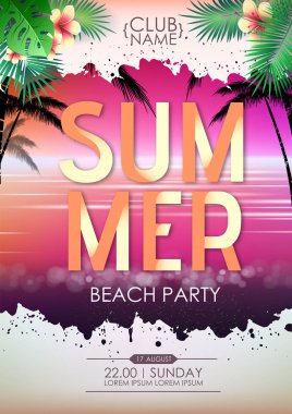 Yaz disko kokteyl plaj parti afişi. Yazı yaz afişi.