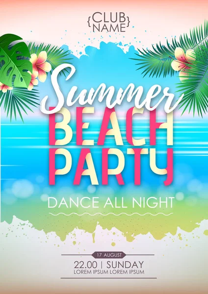 Summer disco cocktail beach party poster. Lettrage affiche d'été . — Image vectorielle