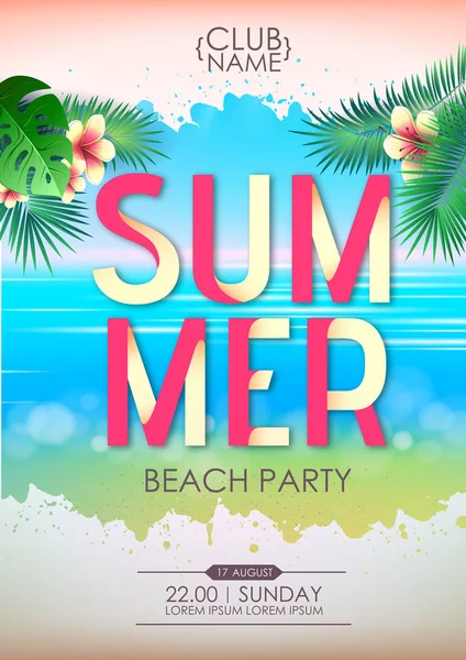 Cartaz de festa de praia de coquetel de verão. Lettering cartaz de verão . — Vetor de Stock