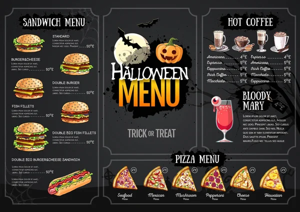 Halloween menu ontwerp met Jack o lantern. Restaurant menu — Stockvector