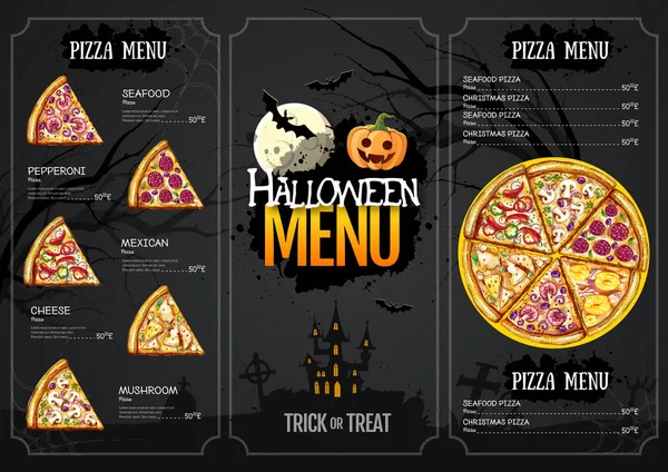 Design menu Halloween con jack o lanterna. Menù ristorante — Vettoriale Stock