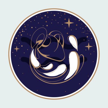 Astroloji burcuyla modern büyü kartı Aquarius Zodiac. Su testisi logosu tasarımı
