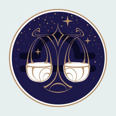 Astroloji burcu Terazi burcuyla modern büyü kartı. Logo tasarımını ölçeklendirir