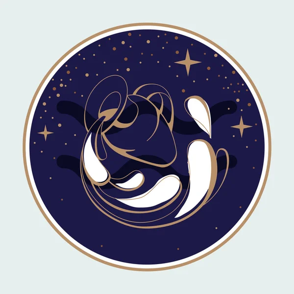 Современная Магическая Карта Колдовства Астрологическим Знаком Зодиака Аквариуса Дизайн Логотипа — стоковый вектор