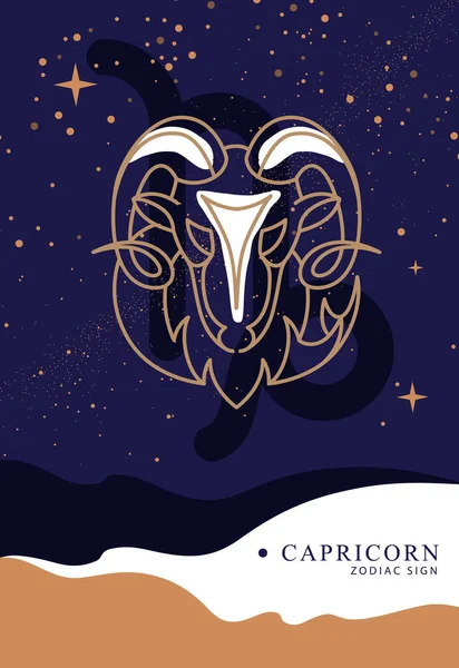 Modern Magi Trolldom Kort Med Astrologi Capricorn Zodiac Tecken Capricorn — Stock vektor