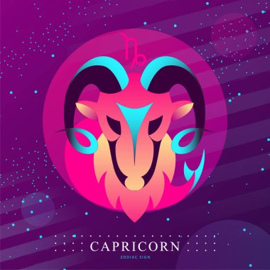 Astroloji burcunun burcuyla modern büyü kartı. Oğlak logosu tasarımı