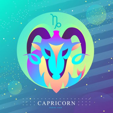 Astroloji burcunun burcuyla modern büyü kartı. Oğlak logosu tasarımı