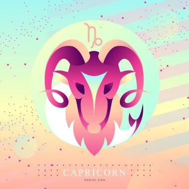 Astroloji burcunun burcuyla modern büyü kartı. Oğlak logosu tasarımı