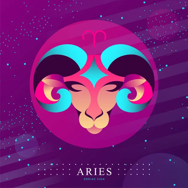 Tarjeta Brujería Mágica Moderna Con Astrología Signo Zodiacal Aries Diseño — Vector de stock