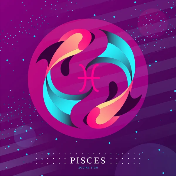 Modern Magic Witchcraft Card Astrology Pisces Zodiac Sign Koi Fish — Stock Vector