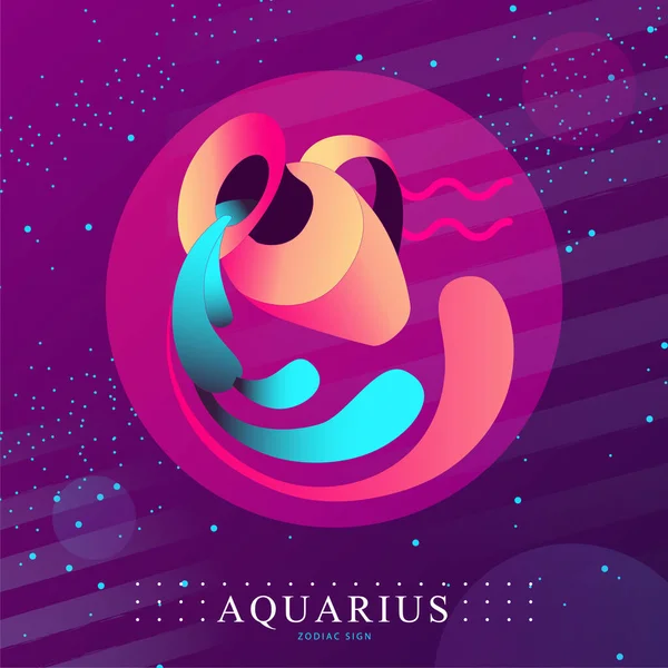 Nowoczesna Magiczna Karta Astrologią Aquarius Znak Zodiaku Projekt Logo Dzbanka — Wektor stockowy
