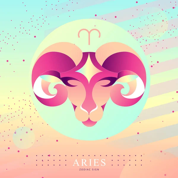 Tarjeta Brujería Mágica Moderna Con Astrología Signo Zodiacal Aries Diseño — Vector de stock