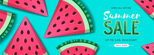 Buntes Sommerposter Mit Wassermelone Hintergrund Zur Sommerzeit — Stockvektor