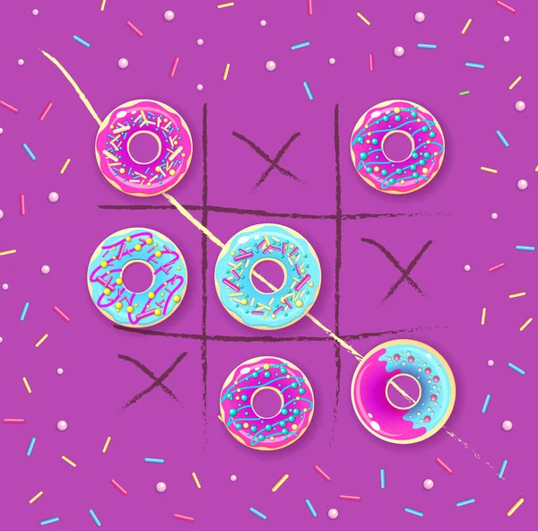 有甜甜甜圈的焦糖趾 病媒感染 甜蜜的背景 — 图库矢量图片