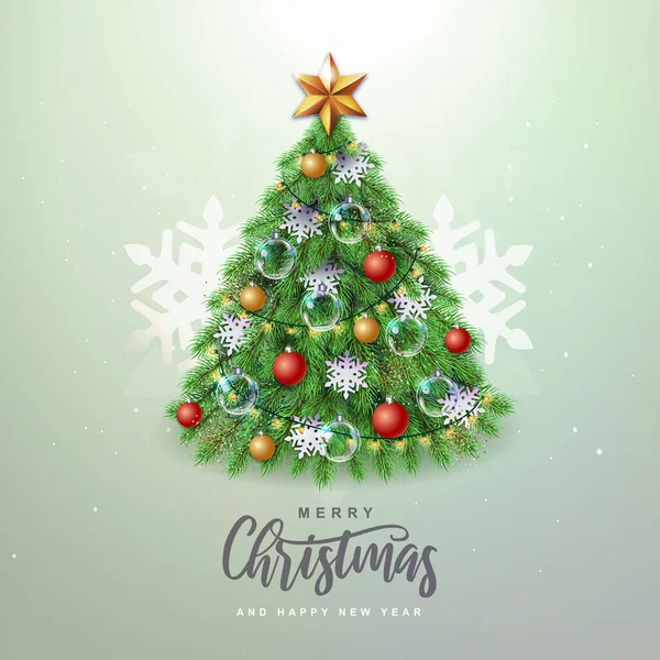 Noel Konsepti Tasarımı Tatil Dekoratif Noel Ağacı Vektör Illüstrasyonu — Stok Vektör