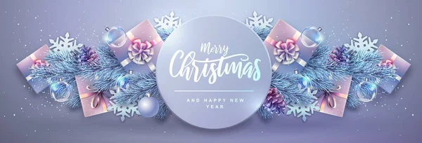 Feliz Navidad Feliz Año Nuevo Tarjeta Felicitación Fondo Vacaciones Navidad — Vector de stock