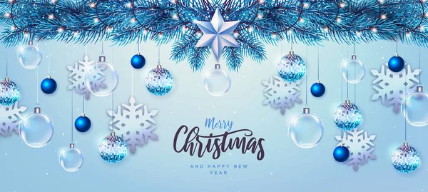 Joyeux Noël Bonne Année Carte Voeux Fond Vacances Noël Avec — Image vectorielle