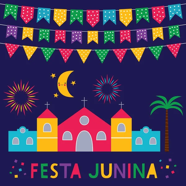 Festa Junina, Brasil June party card Vetor De Stock