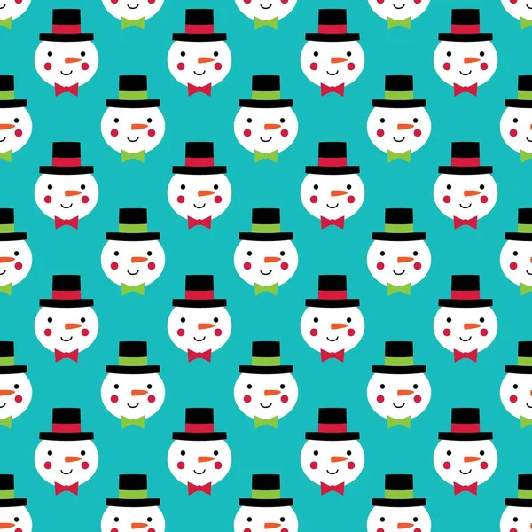 Christmas seamless vector pattern with cute snowmen — Stock Vector