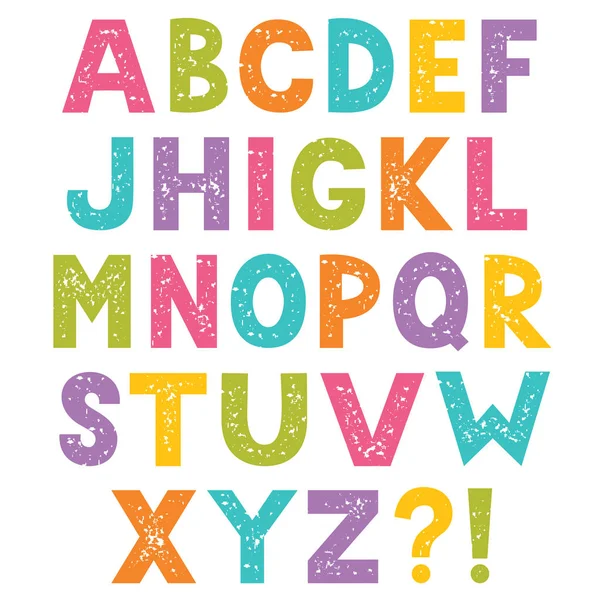 Cartoon-Alphabet, Buchstaben mit gestempelter Textur — Stockvektor