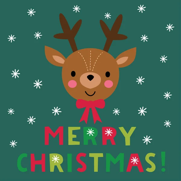 Christmas card with a cute deer — Stock Vector