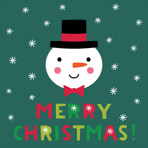 Weihnachtskarte mit Schneemanngesicht — Stockvektor