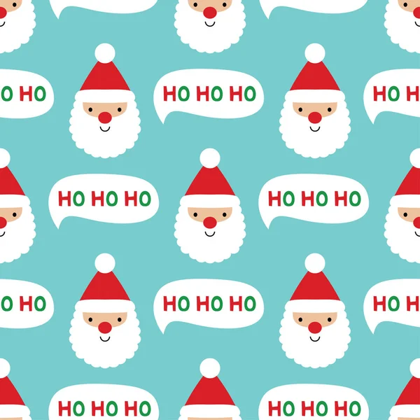 サンタクロースの顔とシームレスなクリスマスパターン — ストックベクタ